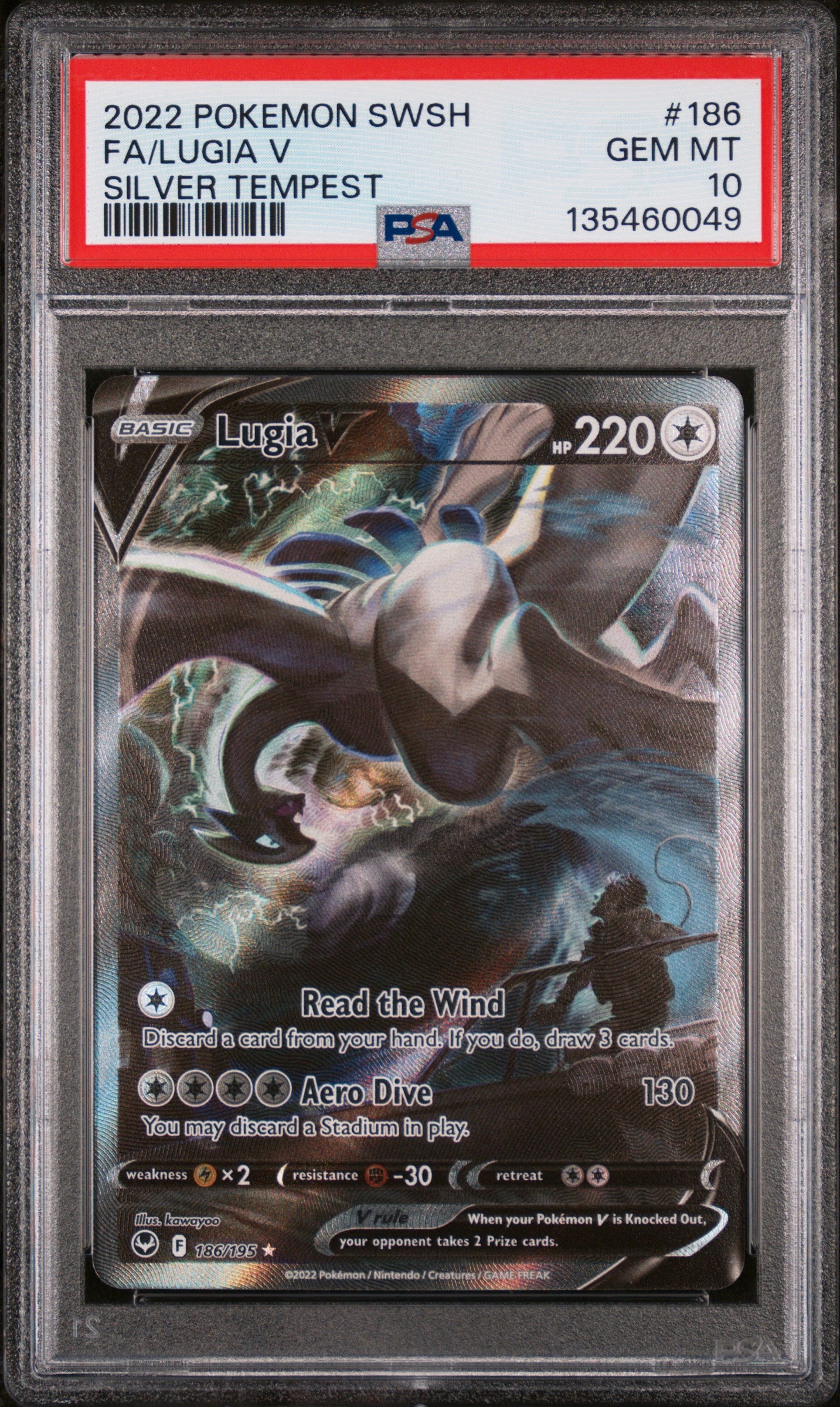 PSA 10 2022 POKEMON SWORD & SHIELD SILVER TEMPEST #186 FA/LUGIA V SILVER TEMPEST