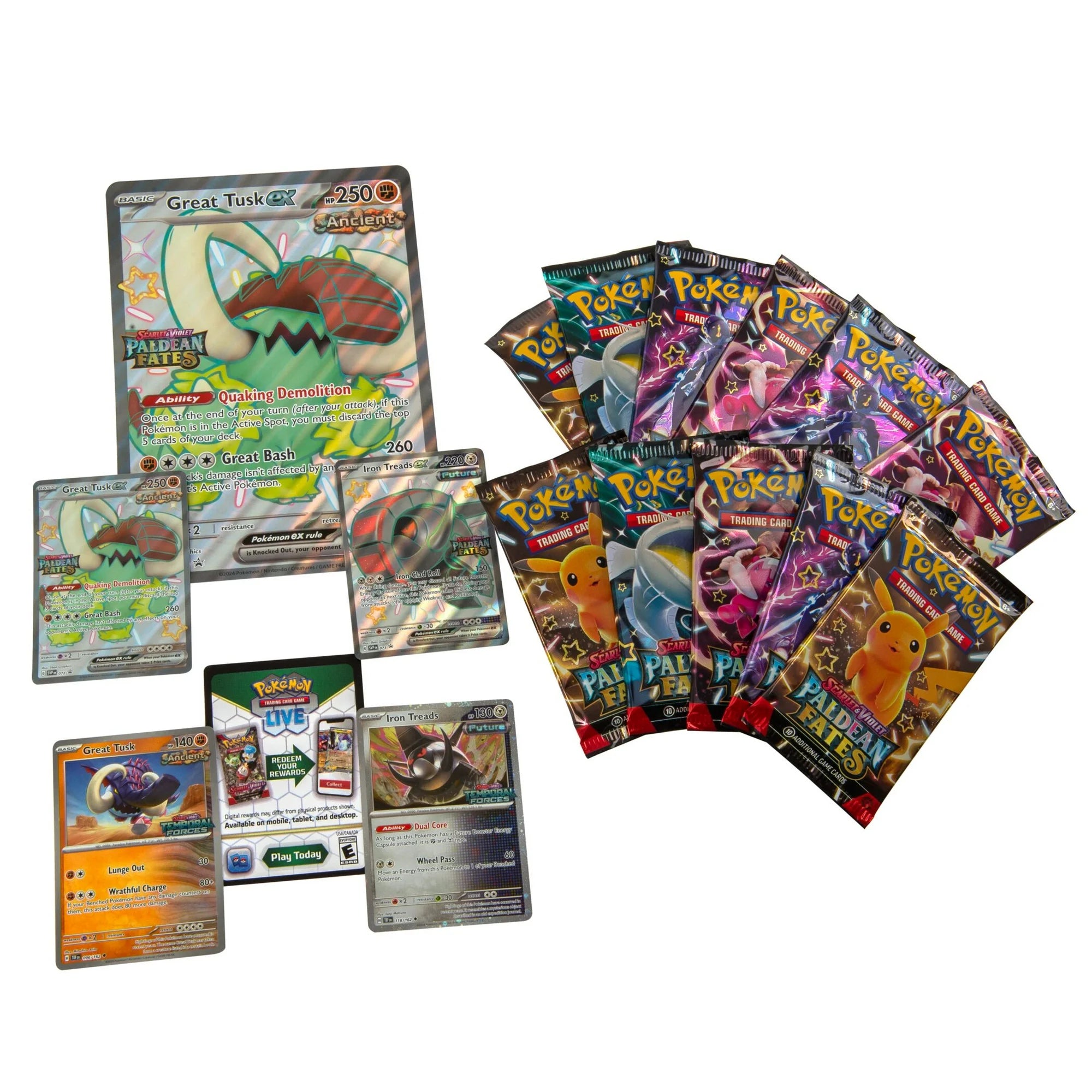 Paldean Fates Great Tusk ex & Iron Threads ex Premium Collection