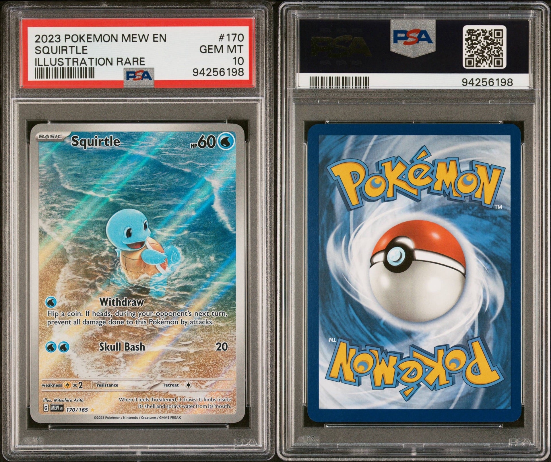 PSA 10 2023 POKEMON MEW EN-151 #170 SQUIRTLE ILLUSTRATION RARE