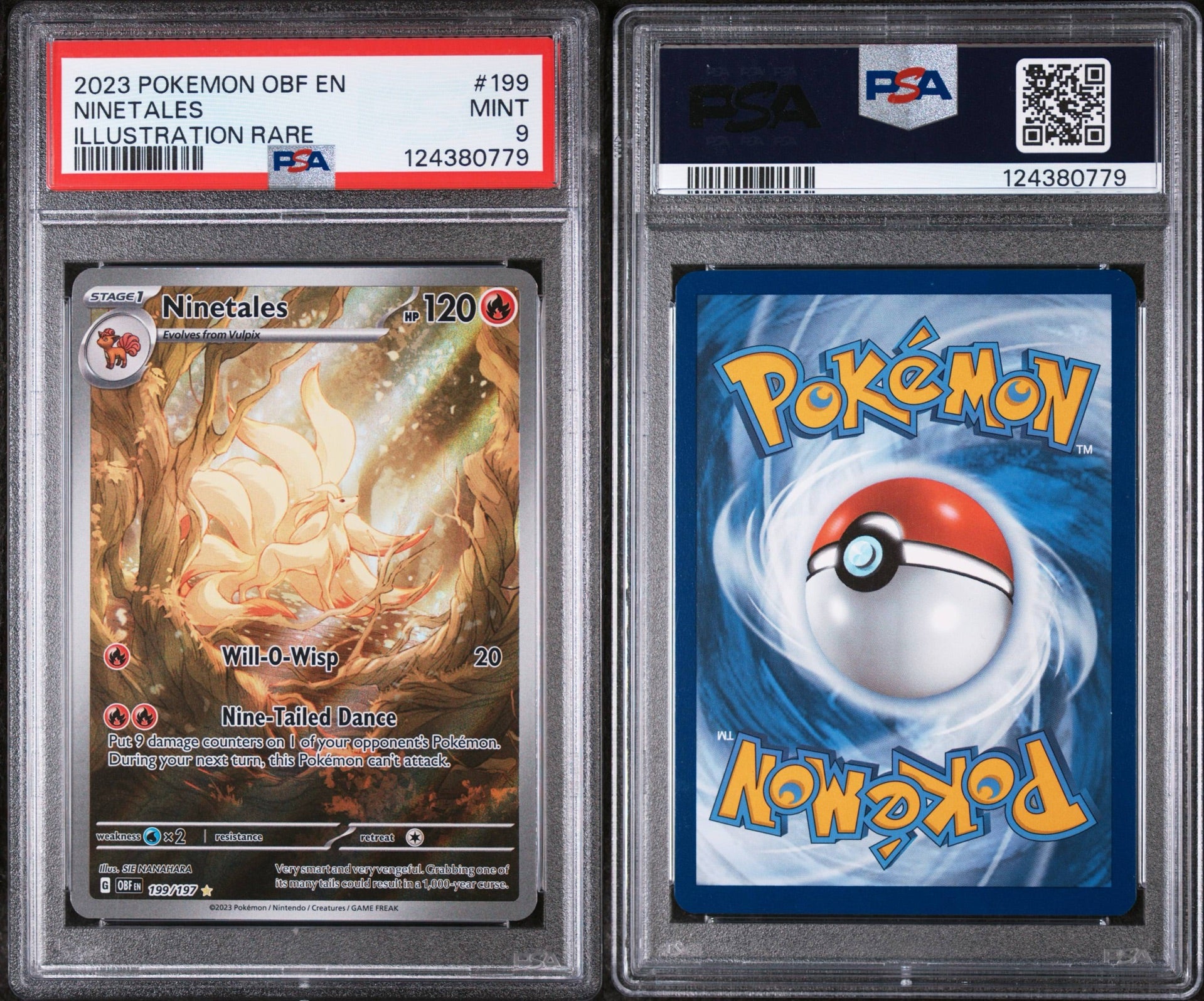 PSA 9 2023 POKEMON OBF EN-OBSIDIAN FLAMES #199 NINETALES ILLUSTRATION RARE