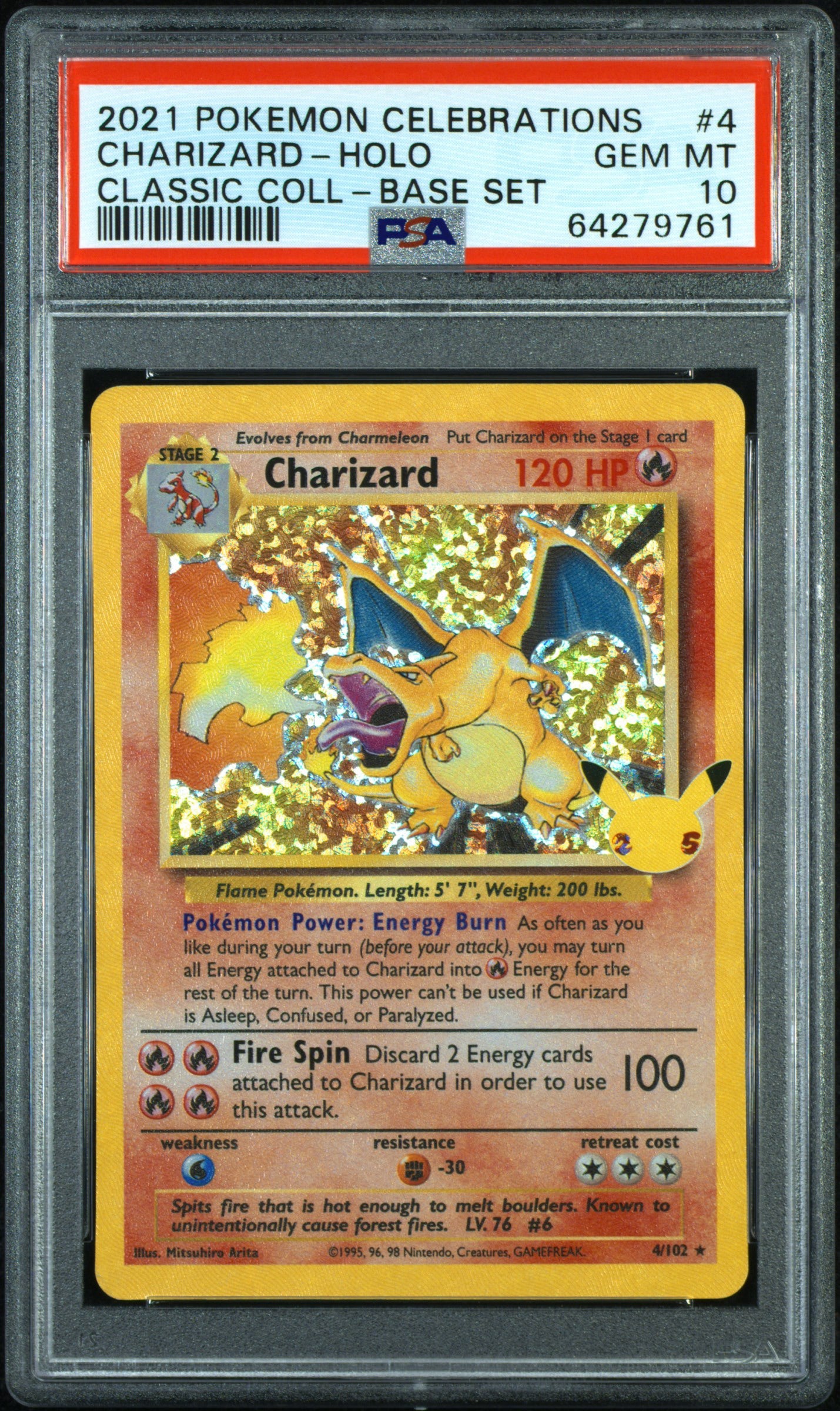 PSA 10 2021 POKEMON CELEBRATIONS CLASSIC COLLECTION #4 CHARIZARD-HOLO CLASSIC COLL-BASE SET