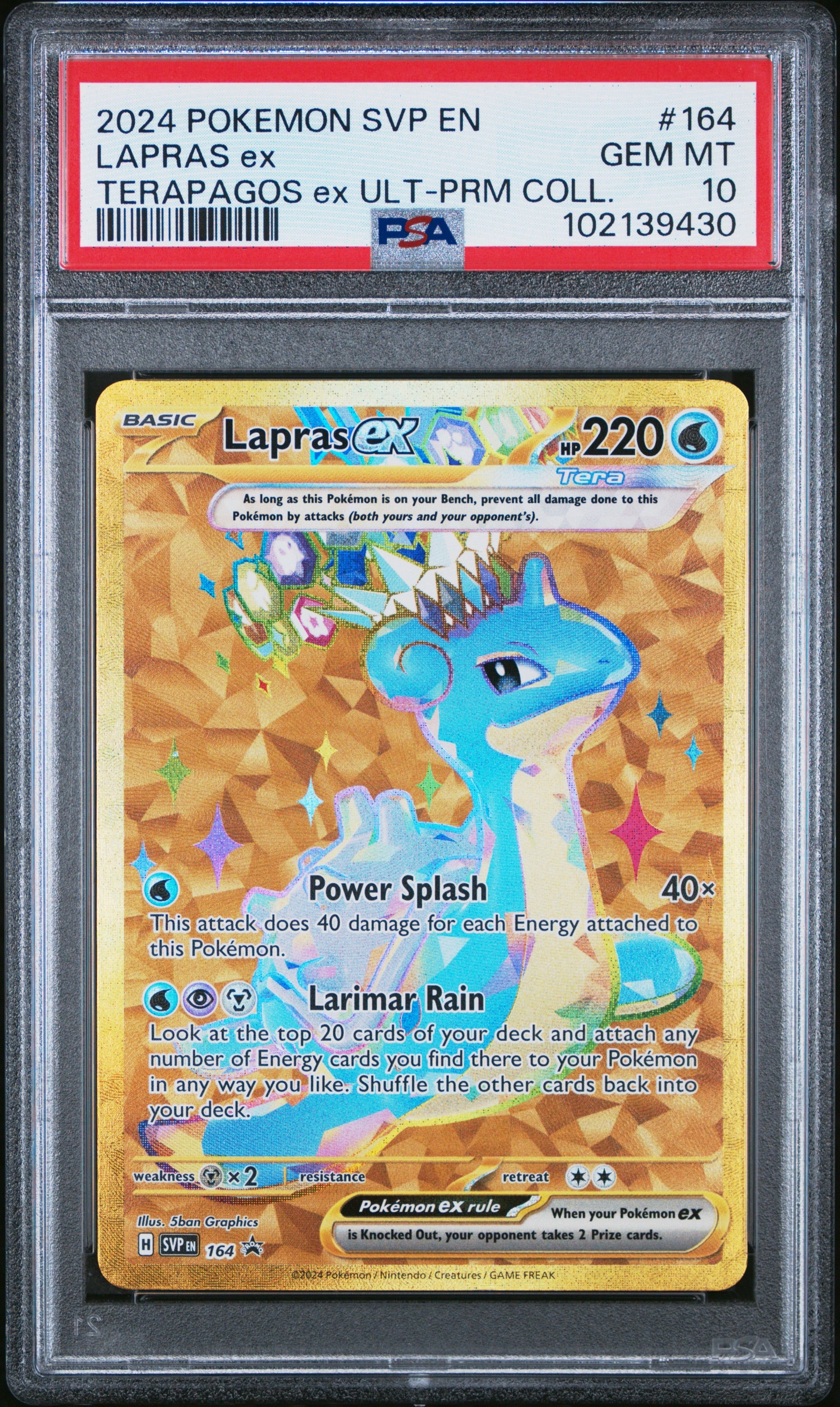 PSA 10 2024 POKEMON SVP EN-SV BLACK STAR PROMO #164 LAPRAS EX ULTRA-PREMIUM COLLECTION