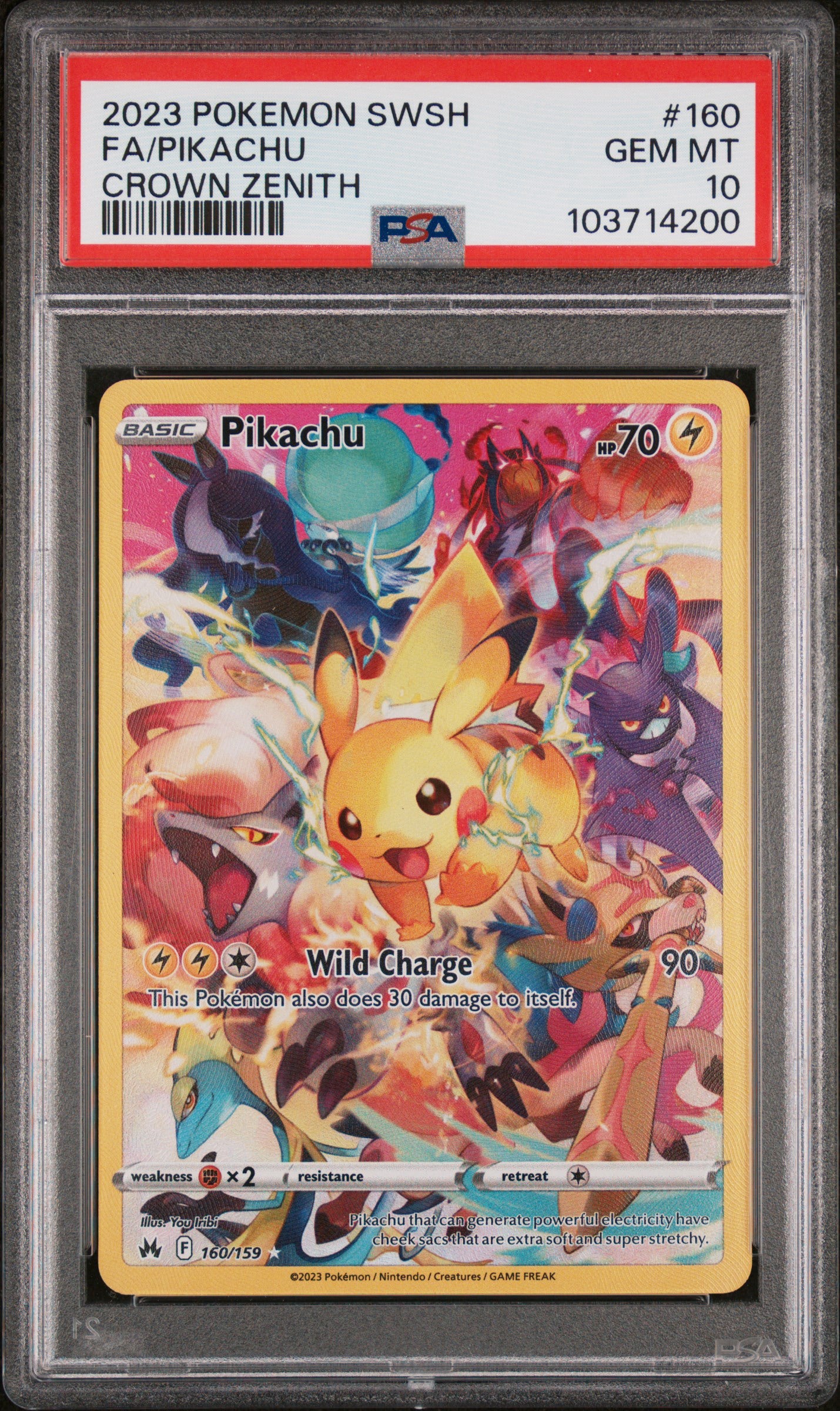 PSA 10 2023 POKEMON SWORD AND SHIELD CROWN ZENITH #160 FA/PIKACHU CROWN ZENITH