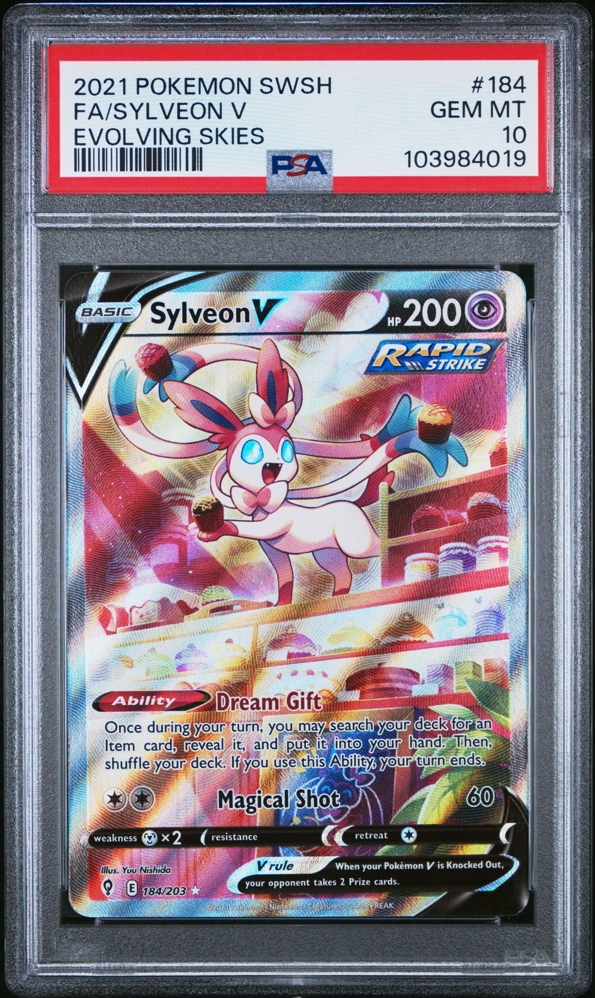 PSA 10 2021 POKEMON SWORD & SHIELD EVOLVING SKIES #184 FA/SYLVEON V EVOLVING SKIES