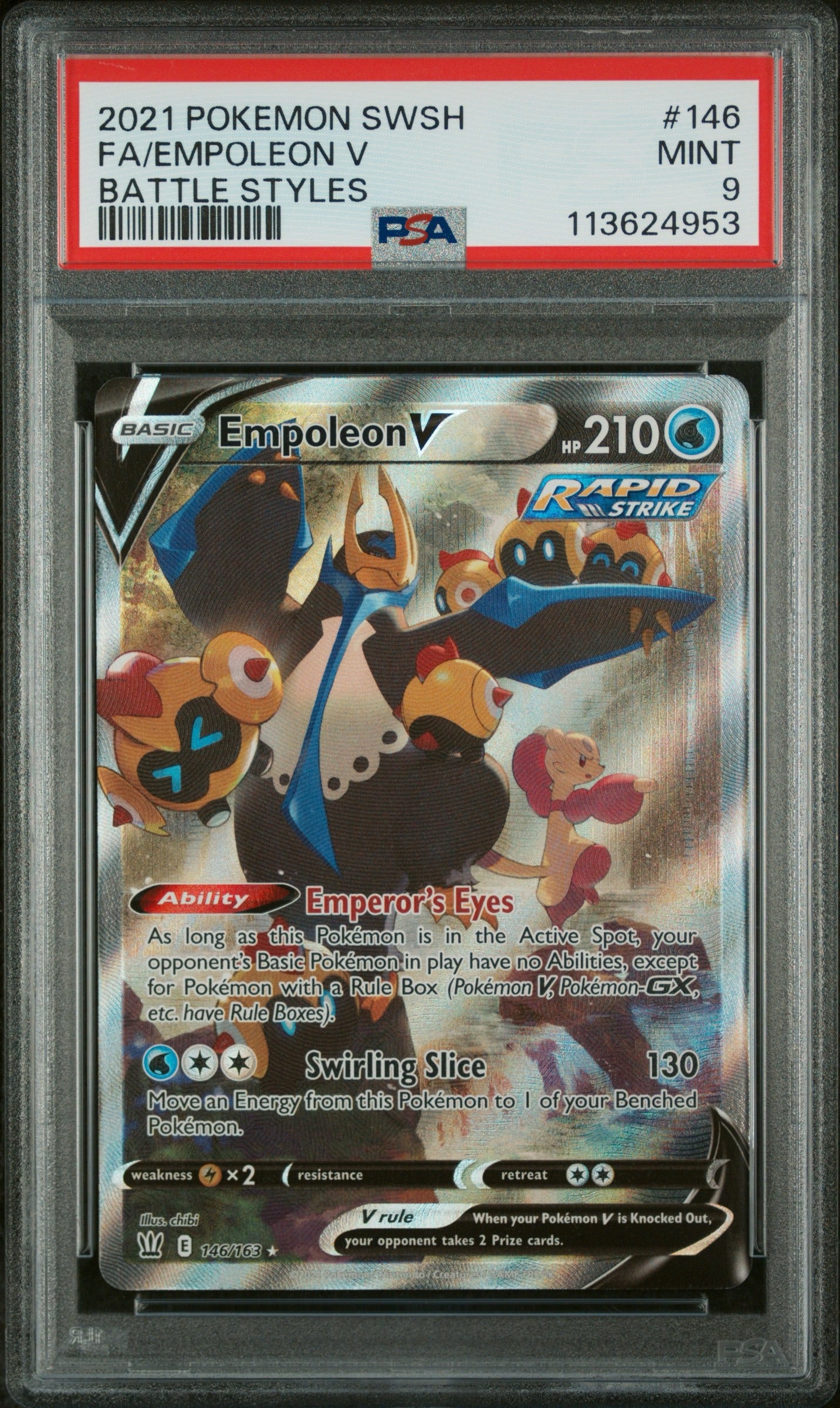 PSA 9 2021 POKEMON SWORD & SHIELD BATTLE STYLES #146 FA/EMPOLEON V BATTLE STYLES