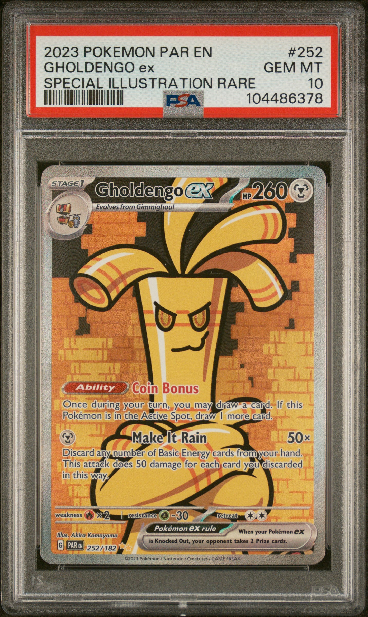 PSA 10 2023 POKEMON PAR EN-PARADOX RIFT #252 GHOLDENGO EX SPECIAL ILLUSTRATION RARE