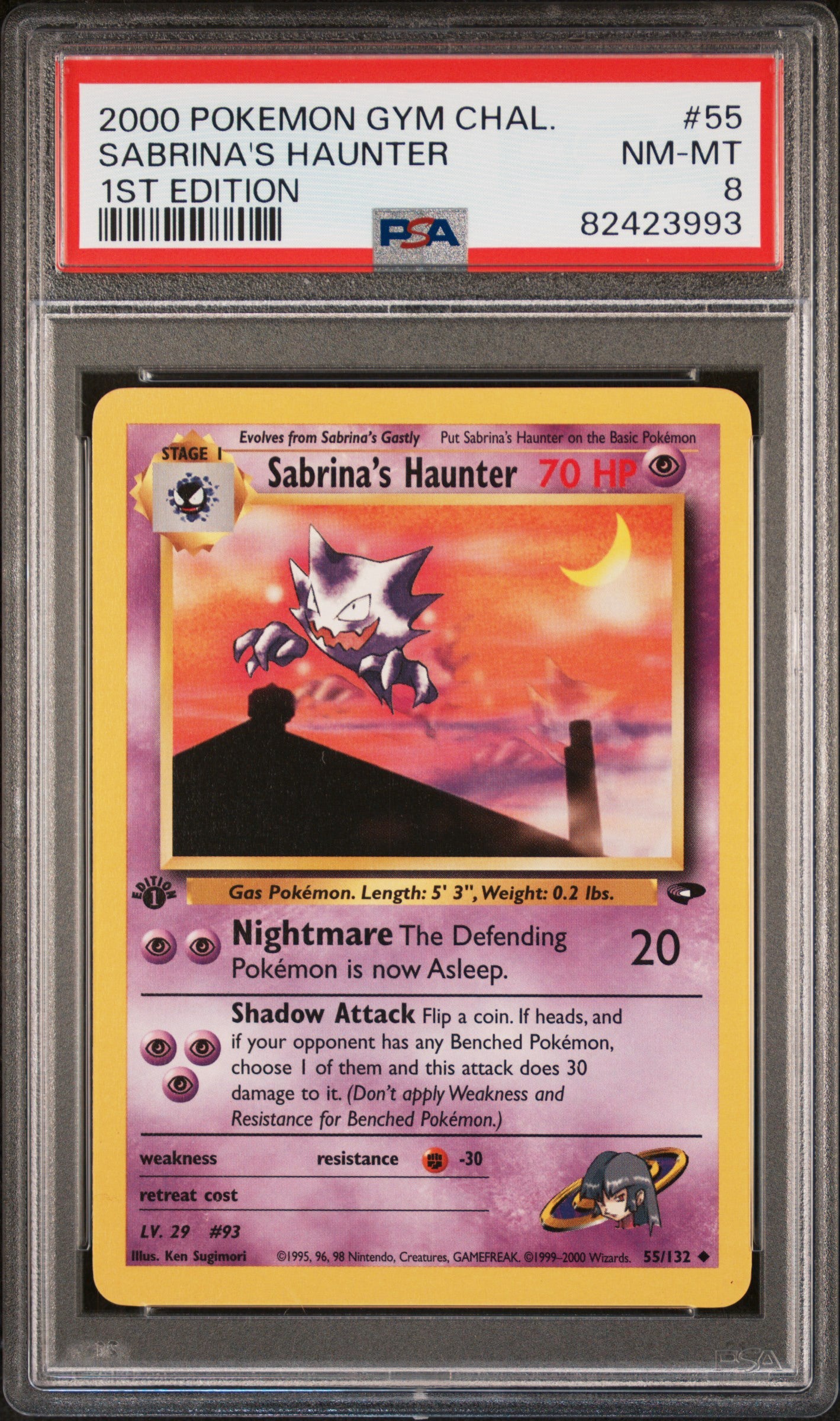 PSA 8 2000 POKEMON GYM CHALLENGE #55 SABRINA'S HAUNTER 1ST EDITION